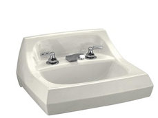 Kingston Vitreous China Rectangular Wall Mount Bathroom Sink with Overflow, White, 8"