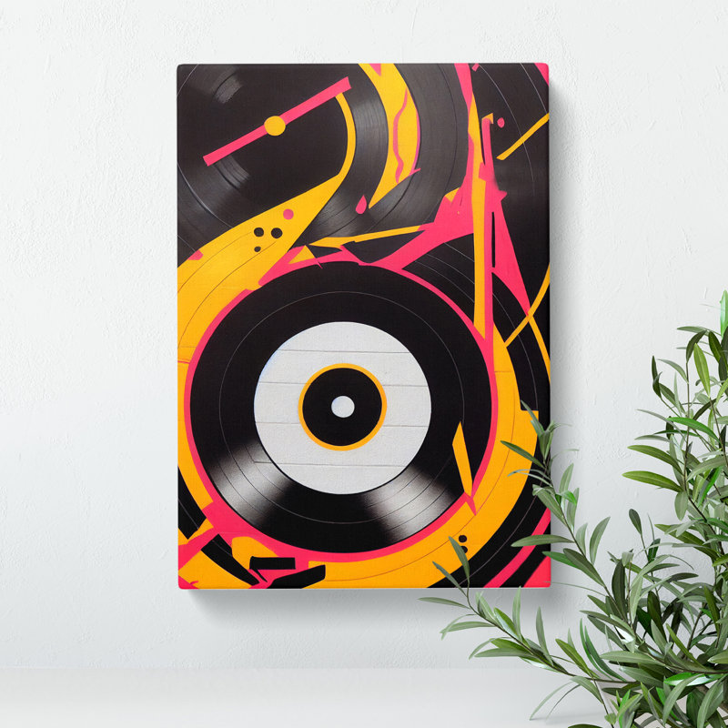 Vinyl Record Player Abstract, Wrapped Canvas, No Matte, 50cm H x 35cm W x 3cm D
