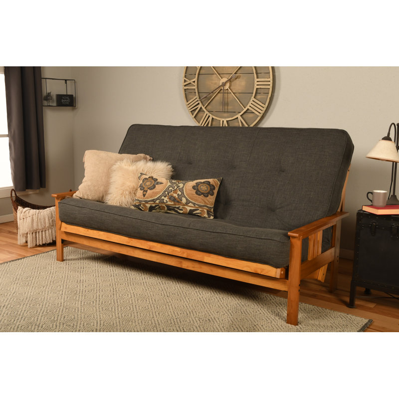 Structure de futon et matelas 86 po Johnte, Noyer cendré, Lin anthracite