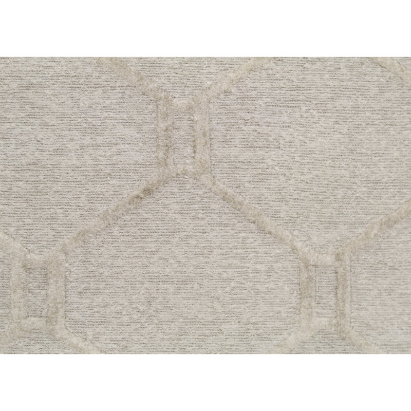 Wool Geometric Area Rug in Beige