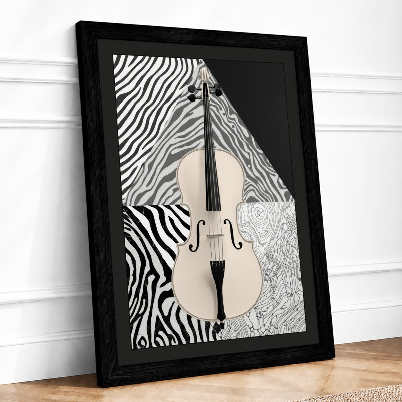 Violin in Pattern Eclectic - Framed Print, A3 - 42.0 x 29.7 cm, Black