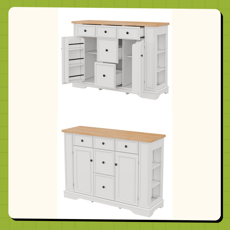 Buffet avec rangement, console de cuisine avec 5 tiroirs, 2 armoires, tablettes réglables, buffet pour salle à manger, salon