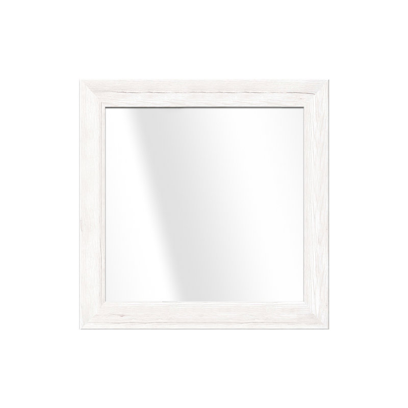 Javeria Wood Flat Wall Mirror, 60cm H x 60cm W, Ivory