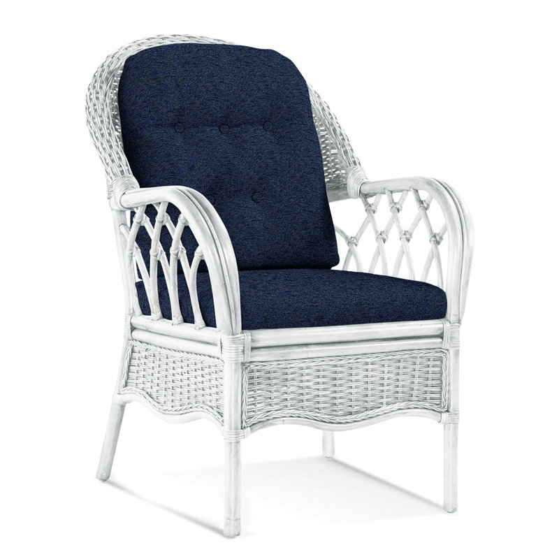 Everglade Upholstered Arm Chair, Frost White, Basic Navy; 0317-61