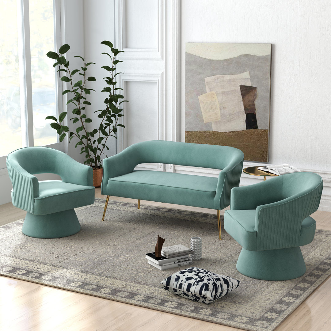 Chynna 3 - Piece Velvet Living Room Set Everly Quinn Upholstery 