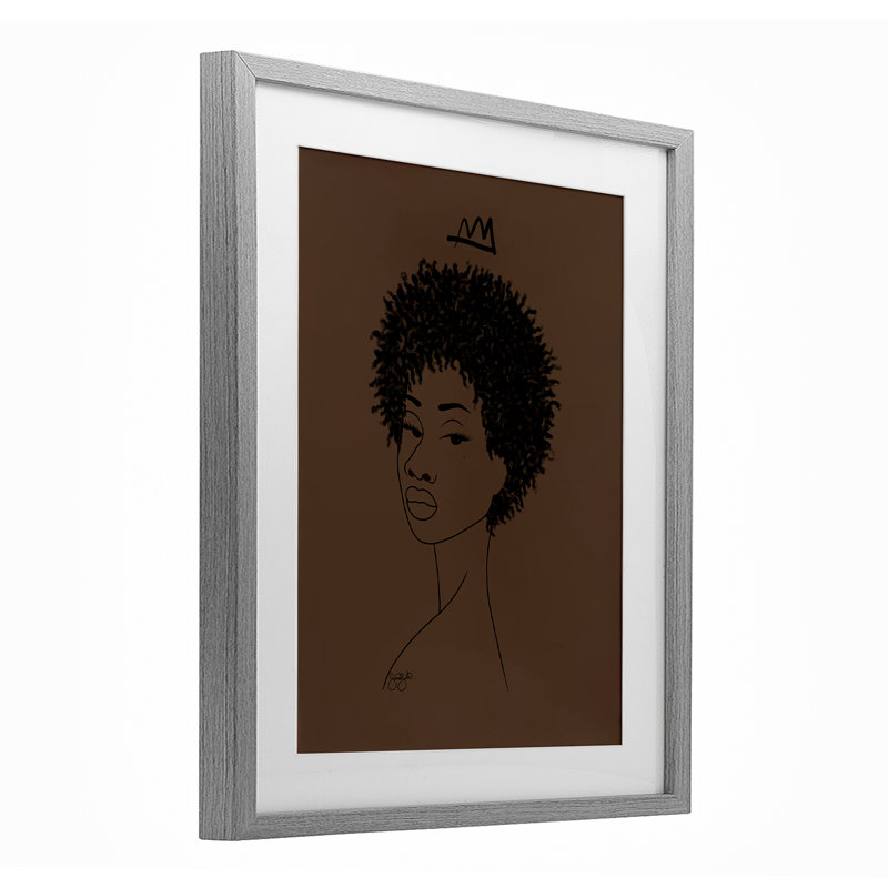 «Aaliyah with Crown», reproduction encadrée sous verre, conception de Sierra Siler, H 21 po x l 17 po, Cadre de ferme gris