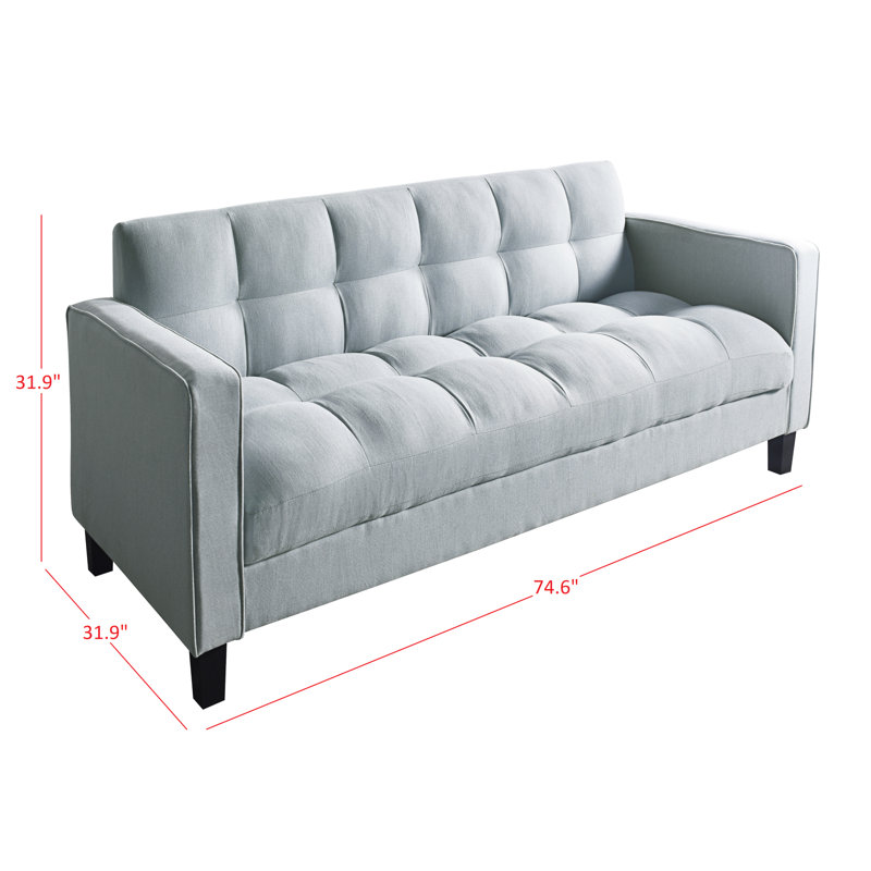 Causeuse à accoudoirs carrés 44,5 po Armey Vernal, H 31,9 po x l 74,6 po x P 31,9 po