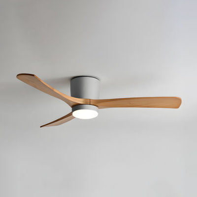 Nordic 42" Low Profile Flush Mount Weakley with Remote Control and LED Light Kit, 3 Real Wood Blades, 6-Speed DC Motor, 3 Adjustable Color Temperatures