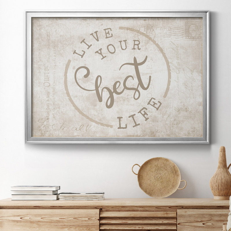 " Best Life ", 18.5" H x 24.5" W x 1.5" D, Silver Framed Canvas, No Mat