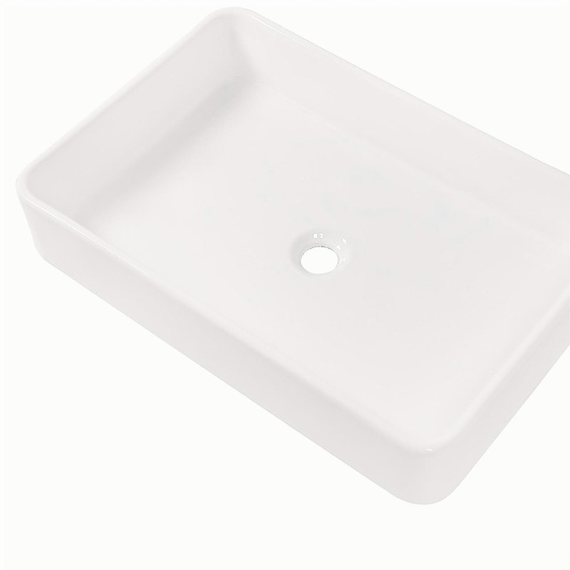 Lavabo de salle de bain vasque rectangulaire en céramique blanche 24 po x 16 po