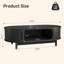 Table basse cannelée noire de 47,2 po de style Mid-Century avec rangement et poignées en laiton-1967370922-1967370924
