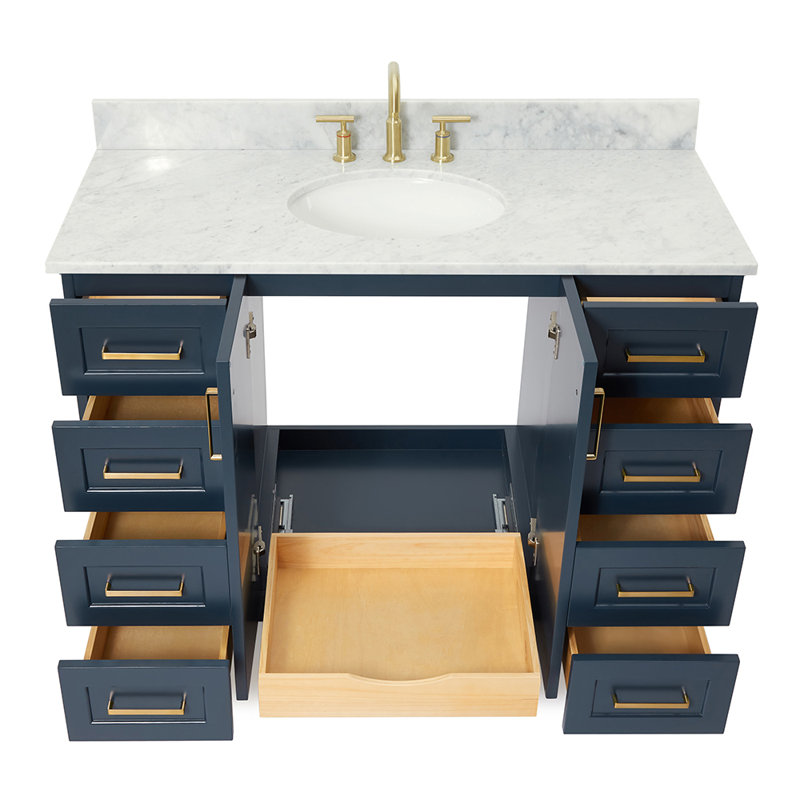 ARIEL TAYLOR 61 IN SINGLE RECTANGLE SINK VANITY, Midnight Blue, 61", Rectangular