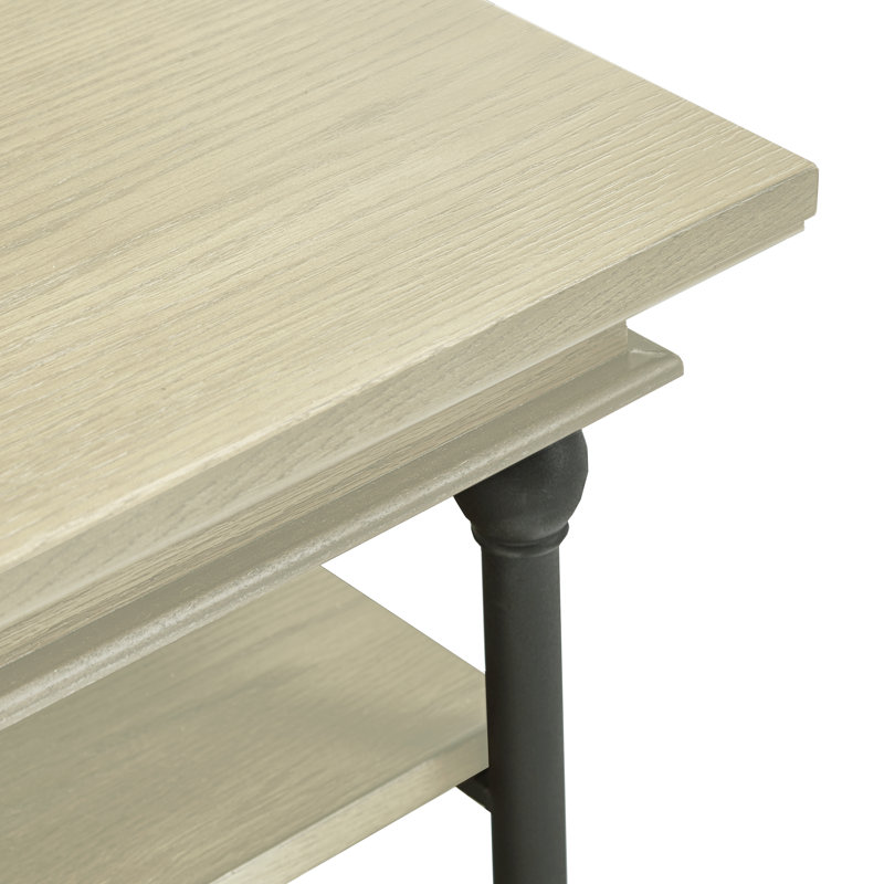 Table basse avec rangement et tablette Kyler, Blanc Ivoire