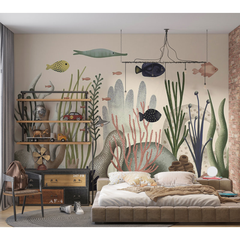 Papier peint pour enfants - Monde sous-marin, L 157 po x L 110 po