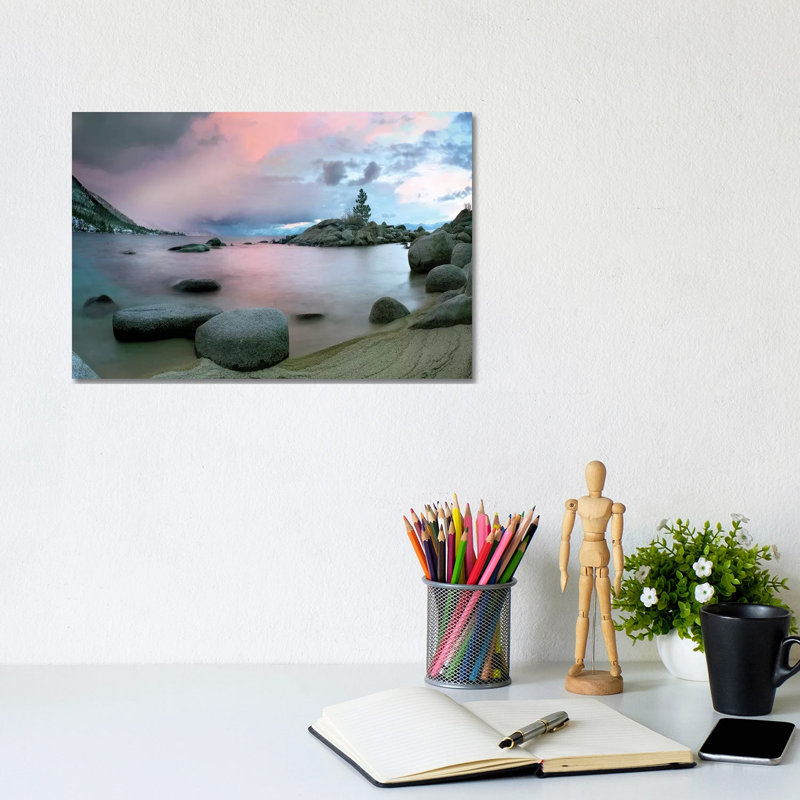 Hidden Beach at Sunset, Lake Tahoe, Nevada 1 Piece Wrapped Canvas Wall Art, 20.32 cm H x 30.48 cm W