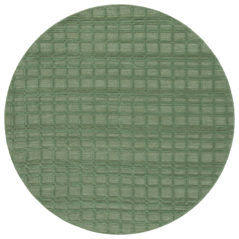 Tapis géométrique en laine / coton tissé à la main Keyjuan, Rond 6 po