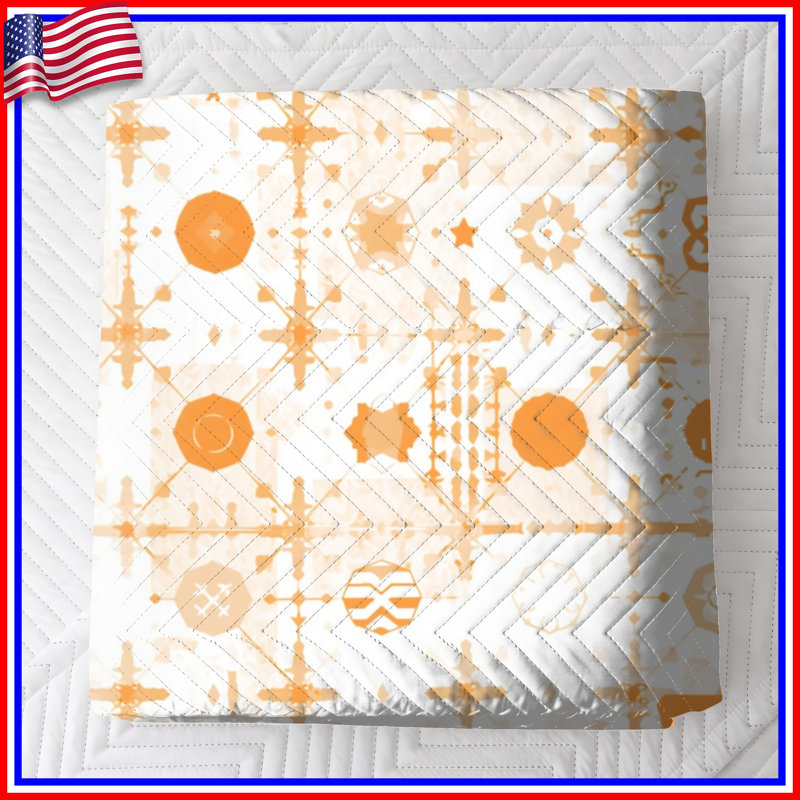 Couvre-lit matelassé à formes géométriques orange toutes tailles, King