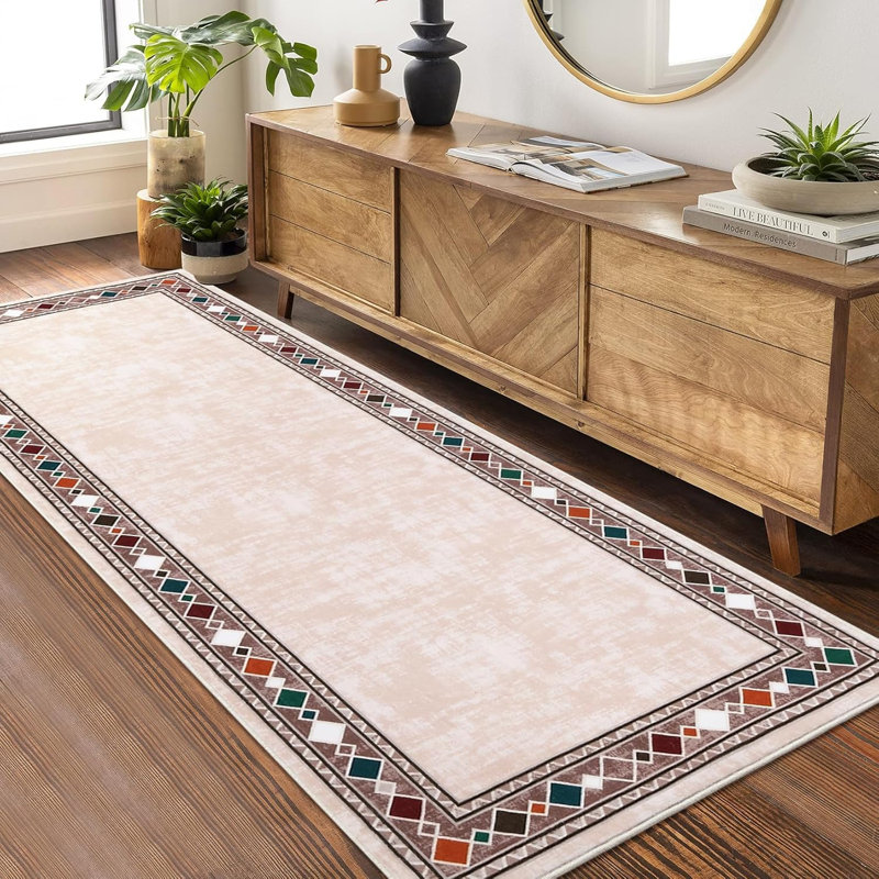 Area Rugs Modern Area Rug Non-Slip Washable Rugs Carpet Rugs for Living Room,Bedroom,Dining Room, Runner 2' x 6', Beige