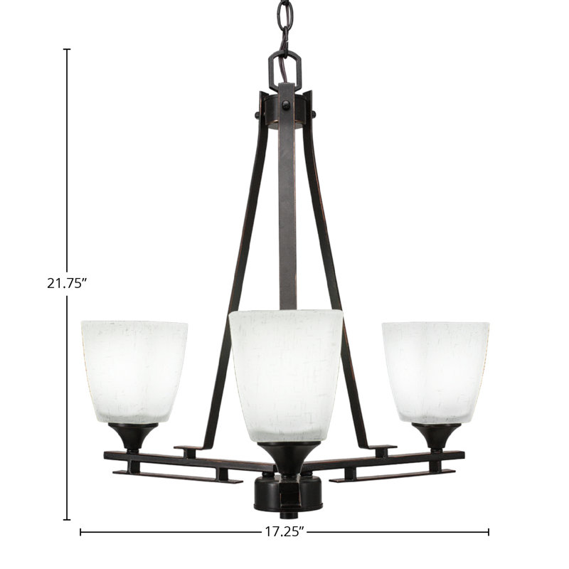 Lustre 3 lumières Uptowne illustré en finition granit foncé avec verre carré en mousseline de 4,5 po