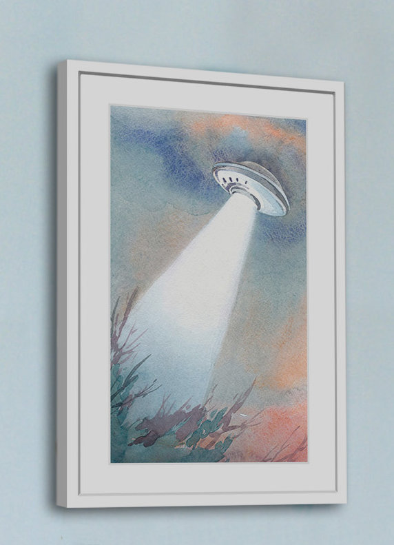 UFO Arrival - Painting on Canvas, 61cm H x 41cm W x 3.81cm D