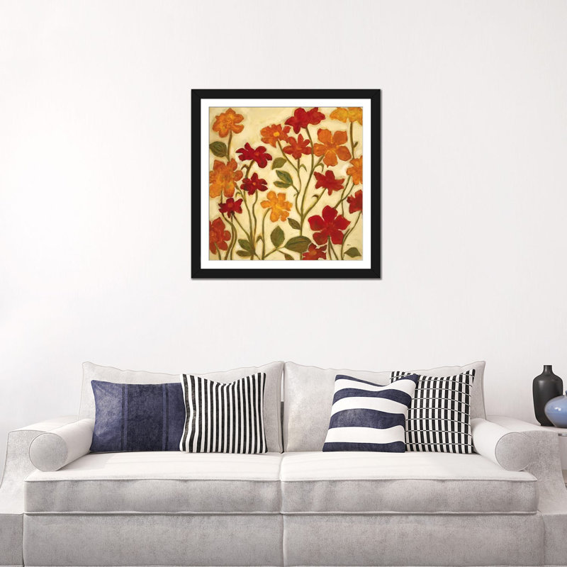« happy home fleurs ii », impression sur toile, H 24 po x l 24 po x P 1 po, Papier d'art encadré noir, Blanc