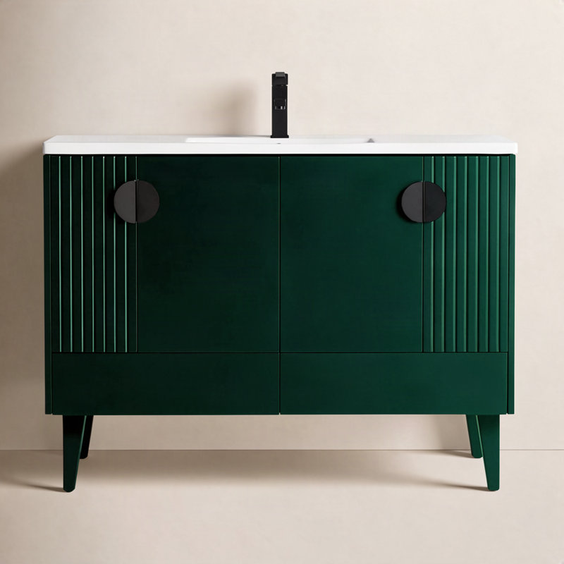 Ensemble de meuble-lavabo simple 48 po Saimah, Vert, Noir