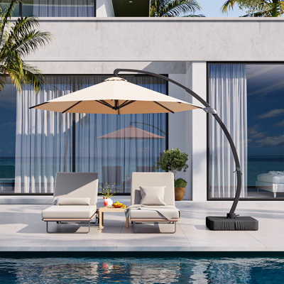11' Solar Powered LED Cantilever Umbrella with Base Included
