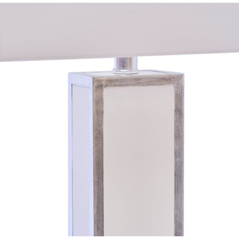 Lampe de table haute en résine avec abat-jour en lin 10 po Blair, Blanc / argent