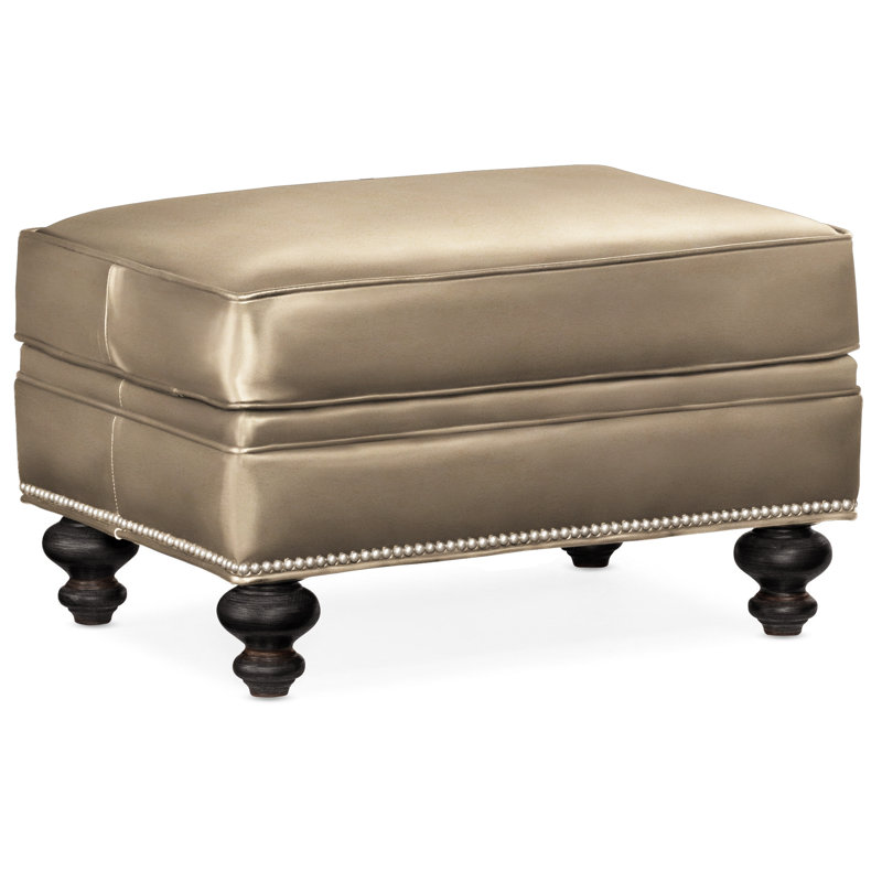West Ottoman, Anilina Hunter Genuine Leather, Plantation, Pewter