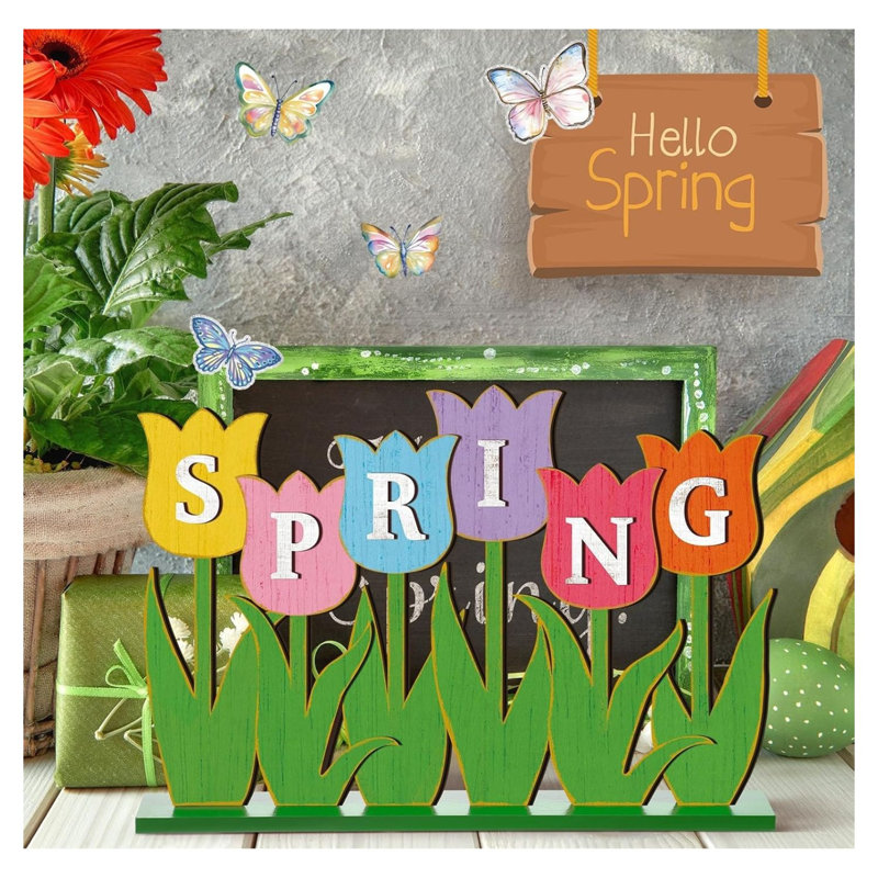 Décoration de table rustique en bois avec tulipes printanières