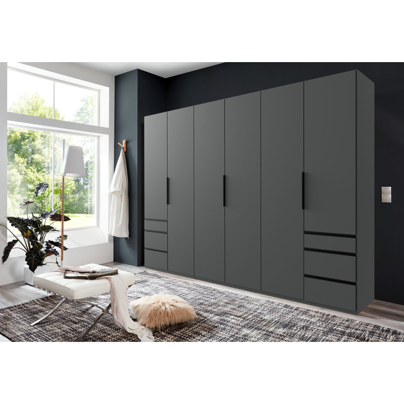 Guardino 6 Door Wardrobe, 216cm H x 300cm W x 58cm D, Graphite