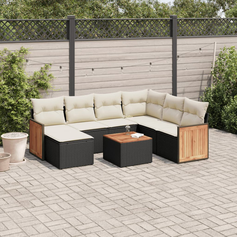 Vidaxl Garden Sofa Set Black, Cream White