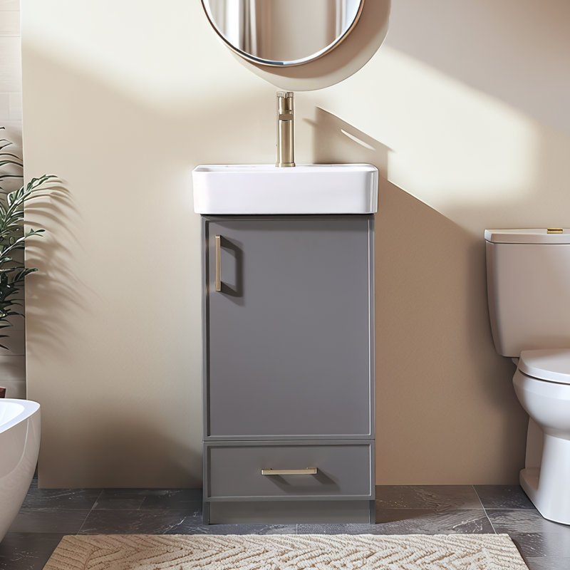 18'' Modern Free-Standing Single Bathroom Vanity Set, Gray