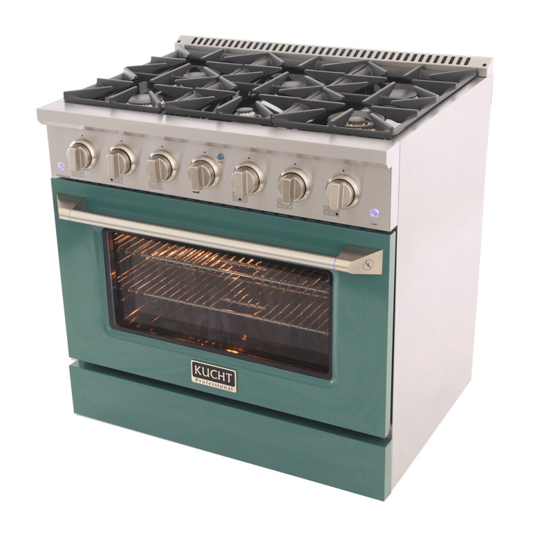 Kucht 36'' W Free Standing Range, Liquid Propane, Green