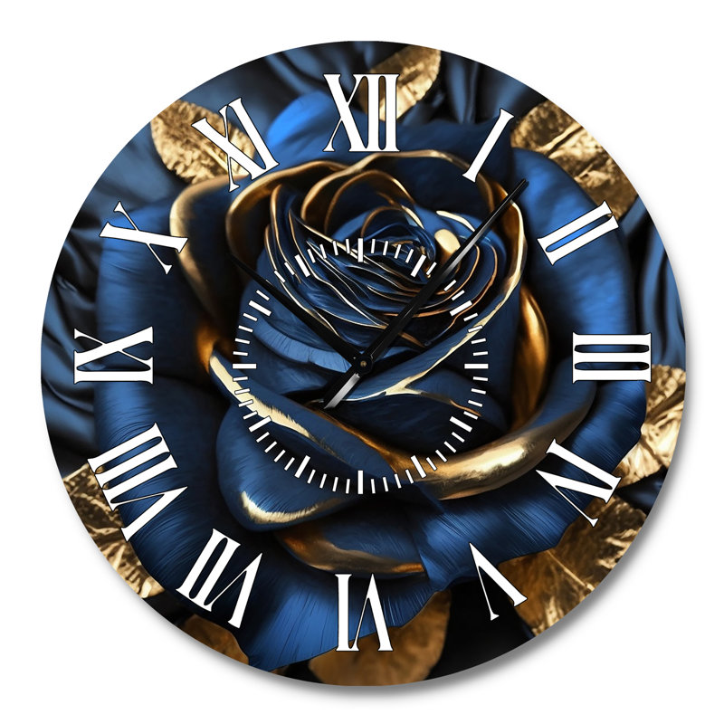 Horloge murale Gilded Rose In Kings Blue I, Grand