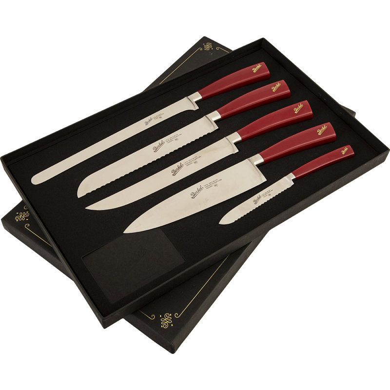 Elegance 5 - Piece Stainless Steel Assorted Knife Set, Red