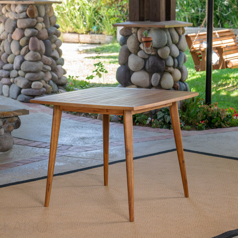Indoor Square Acacia Wood Dining Table, Teak, Brown