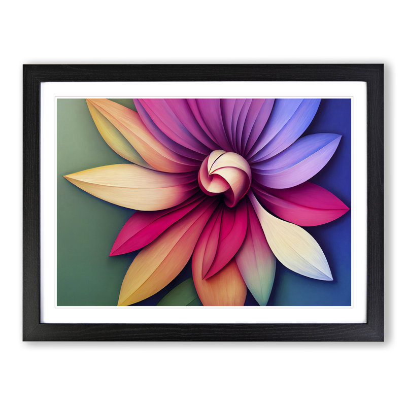 Vibrant Modern Flower Art Abstract - Framed Print, 25cm H x 34cm W x 2cm D, Black