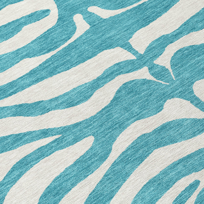 Solstice Teal Washable Indoor-Outdoor Rug - , 9' x 12'