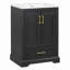 Meuble-lavabo 24 po avec lavabo, armoire en panneau de fibres à densité moyenne avec cadre en bois massif, 1 tiroir divisé et 2 portes à fermeture douce avec supports de rangement à deux portes, meuble-lavabo autoportant-130604178
