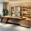 Bureau de direction en bois massif noyer noir clair de style zen clair avec tiroirs de rangement multifonctionnels et classeur combiné-129597167