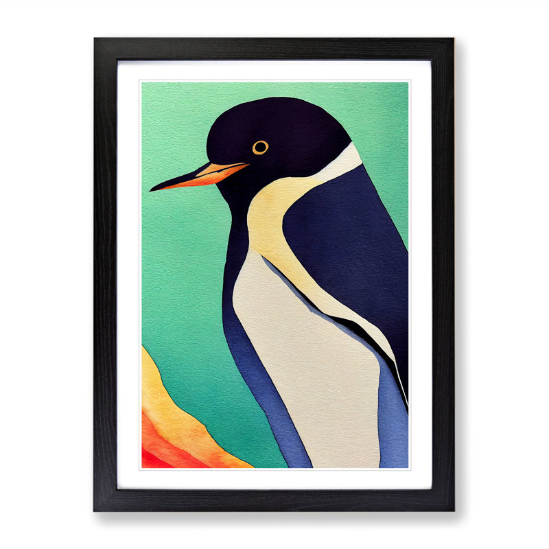 Delightful Penguin - Single Picture Frame Print, Black Framed , 50cm H x 76cm W x 2cm D
