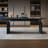 Modern Luxury Black Saddle Leather Dual-Motor Electric Standing Desk With Double Drawers And Built-In Power Outlets-1590302816