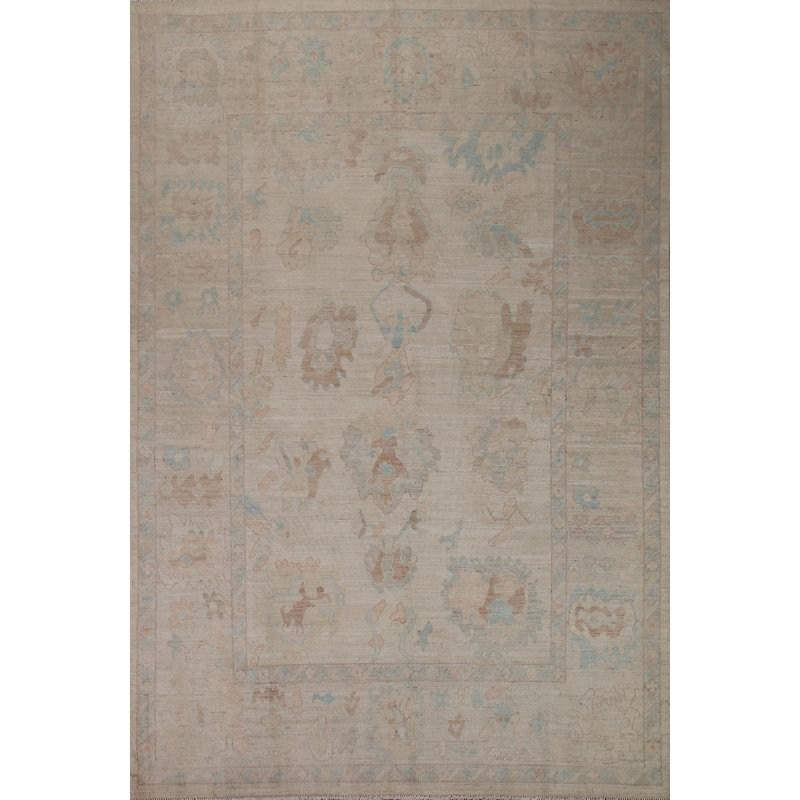 Tapis oriental beige en laine noué à la main 8 pi 3 po x 10 pi