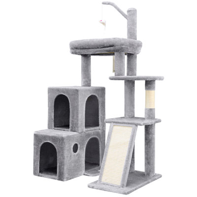 Light Gray 50″ H Heavy Duty Cat Tree for Large Cats Multi-Level Cat Tower 