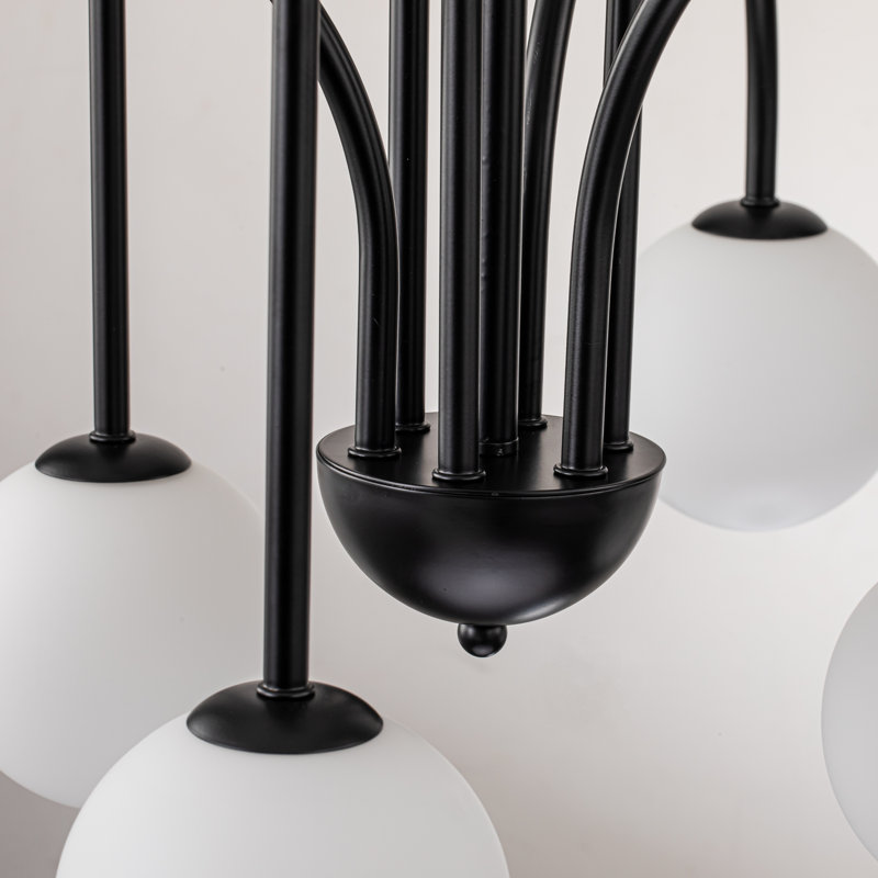 Lustre sphérique en verre givré à 6 lumières à intensité variable Bradrick, Noir