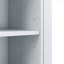 Armoire de rangement pour salle de bain avec portes et tiroirs, panier à linge inclinable, plusieurs espaces de rangement, style autoportant, tablette ouverte, tablette réglable, gris