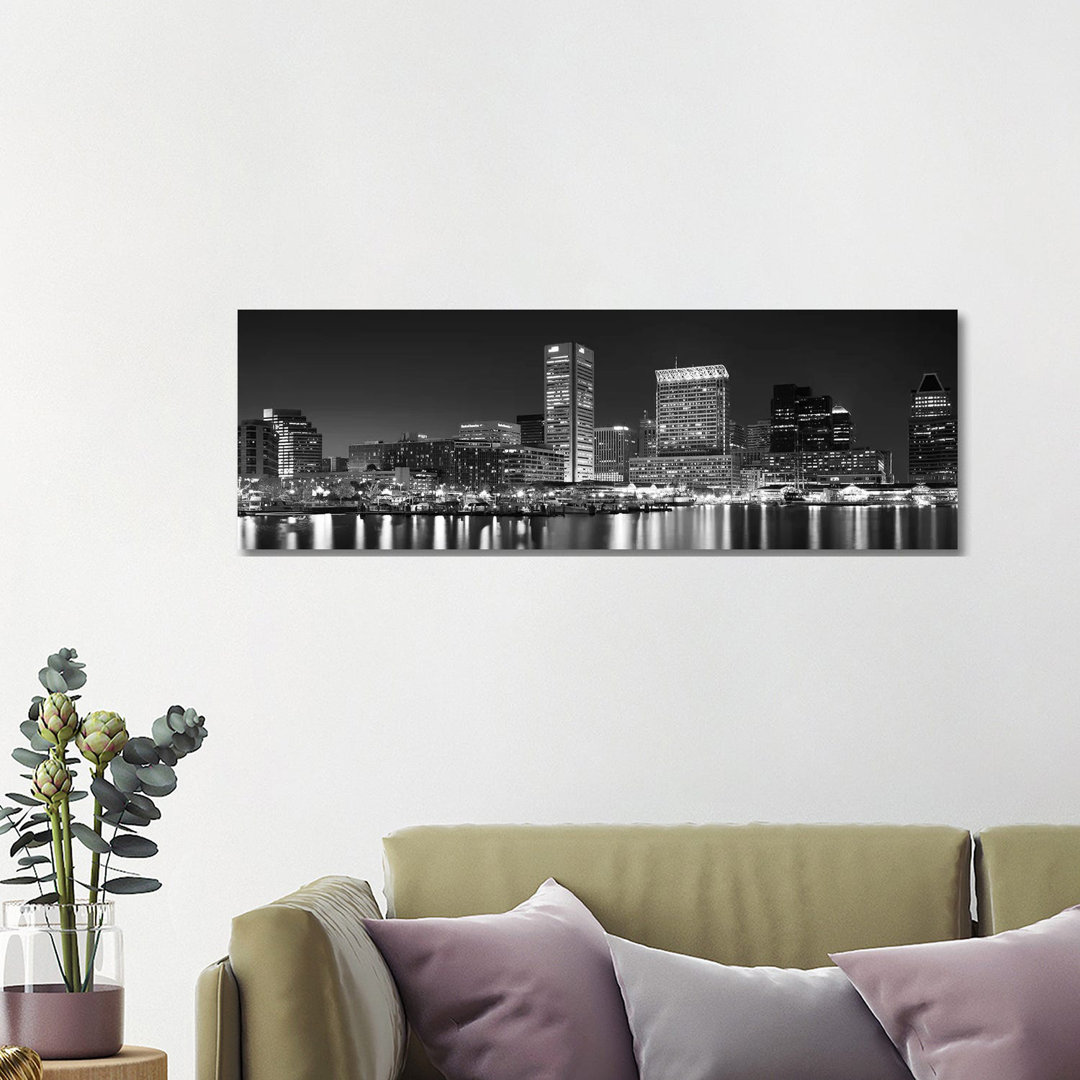 City At The Waterfront, Baltimore, Maryland, USA - Wrapped Canvas Panoramic Print
