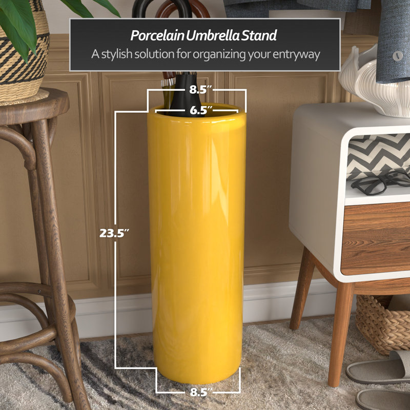 24" Bright Yellow Umbrella Stand, Yellow