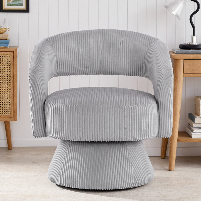 Elegant Gray Corduroy Swivel Accent Chair: Luxurious Comfort and Modern Style for Your Home, Gray Corduroy